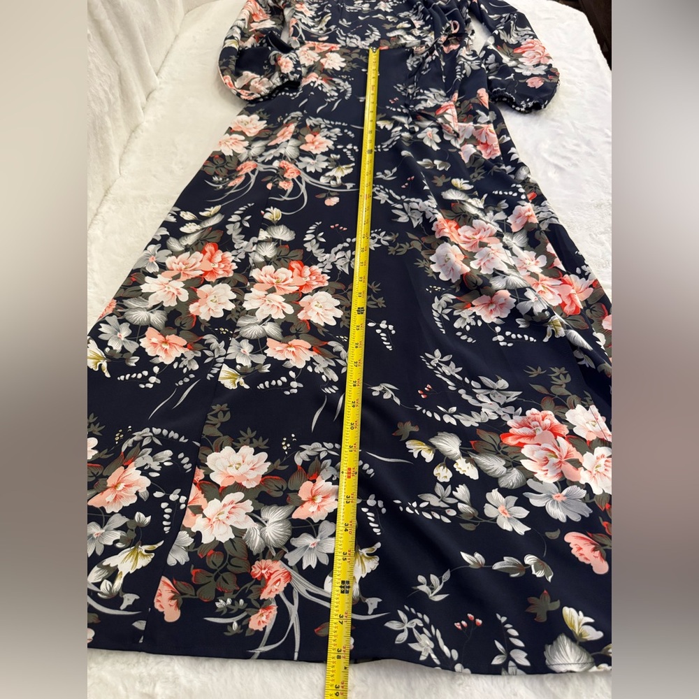 CUPSHE Floral Print Maxi Dress A-line Long Sleeves Wrap Dress- size M (8-10) - Picture 13 of 16